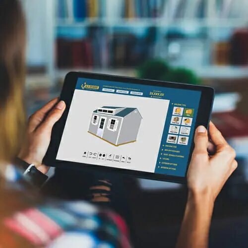 The Old Hickory 3D shed builder on a tablet